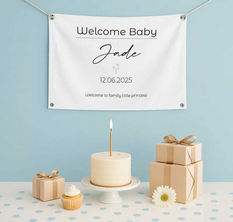 Personalised Newborn Welcome Baby Banner 45 x 70 cm
