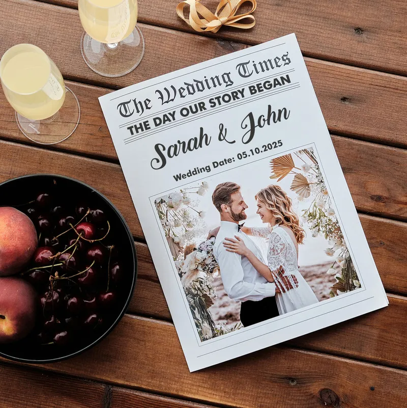 Personalised Newspaper Style Wedding Invitations - Set of 50