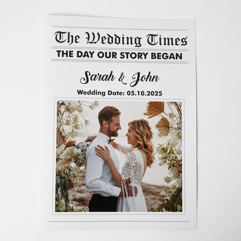 Personalised Newspaper Style Wedding Invitations - Set of 50