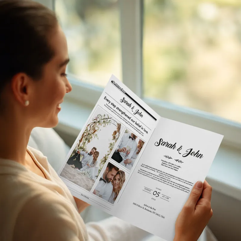 Personalised Newspaper Style Wedding Invitations - Set of 100
