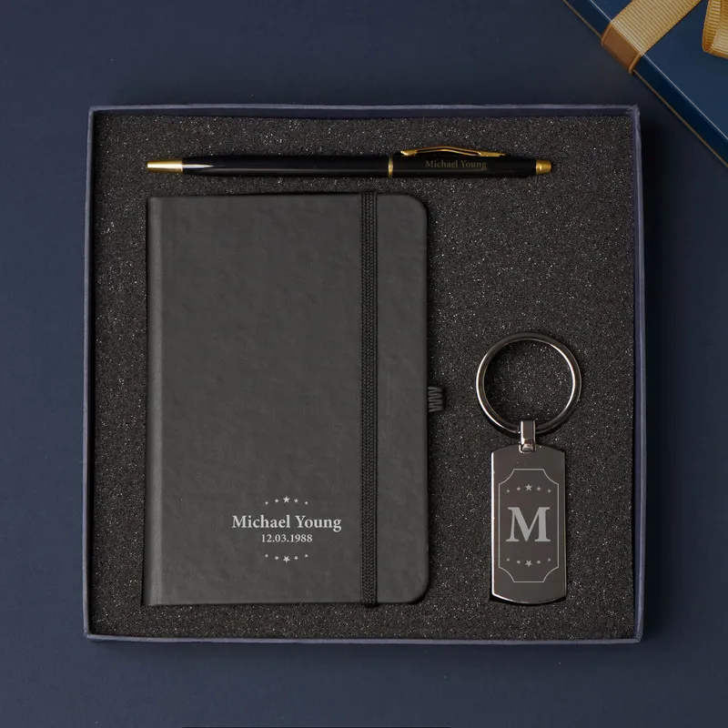 Personalized Notebook Pen and Keychain Gift Set