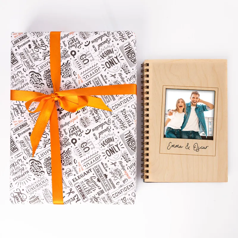 Personalized Notebook with Wooden Cover and Photos