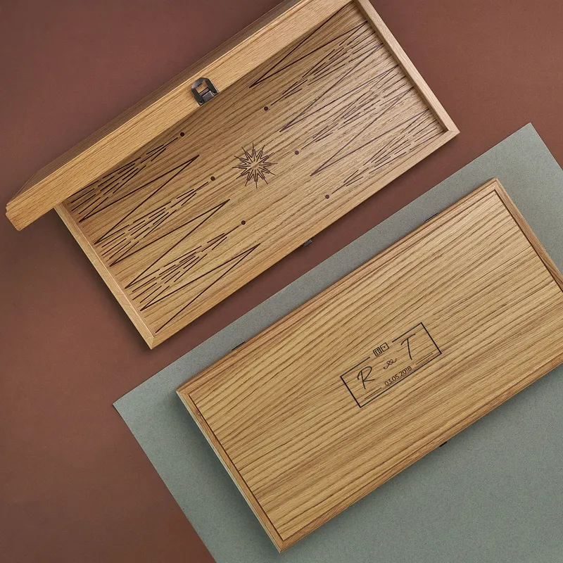 Personalized Oak Backgammon Set with Monogram and Date Detail