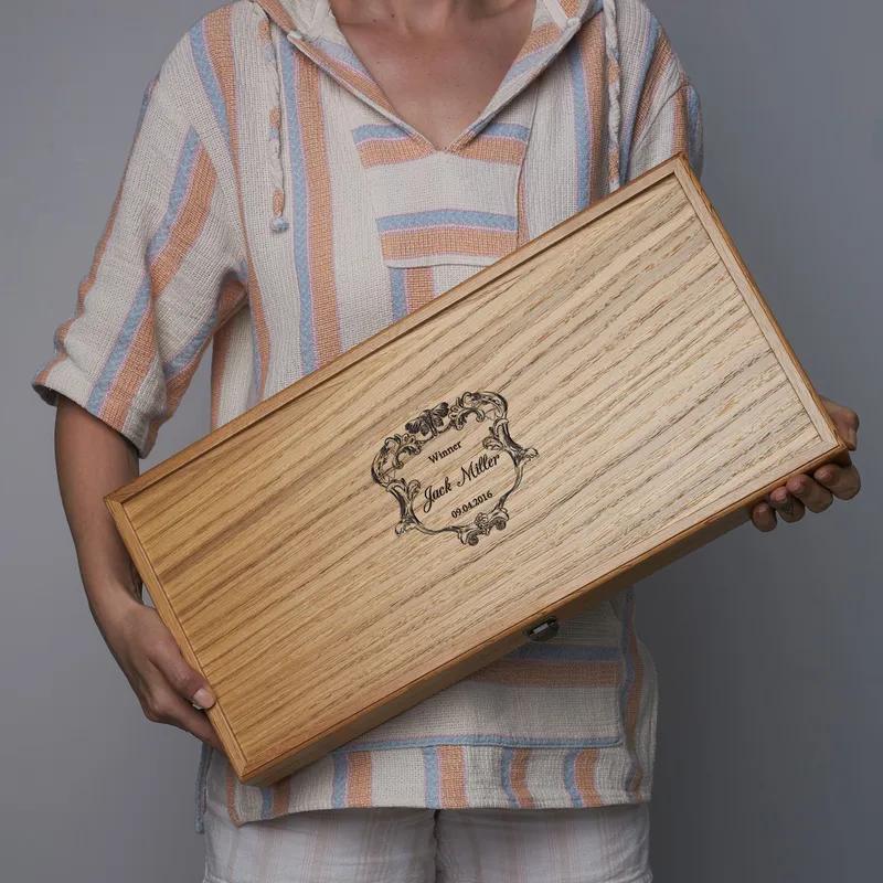 Personalized Oak Backgammon Set with Pool for Players