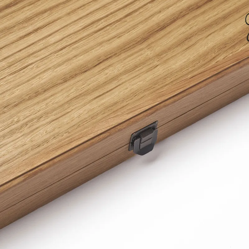 Personalized Oak Backgammon Set with Signature Lid