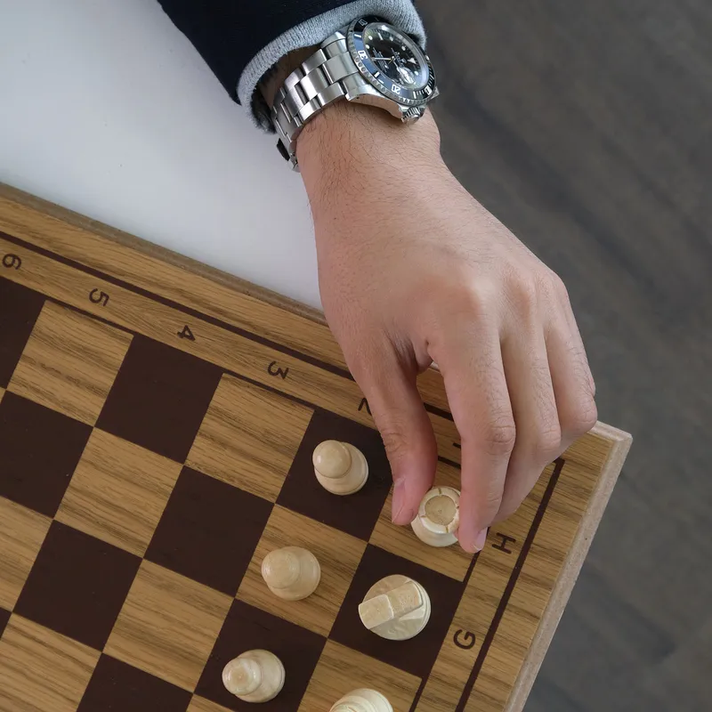 Personalised Oak Finish Square Chess Set with Signature