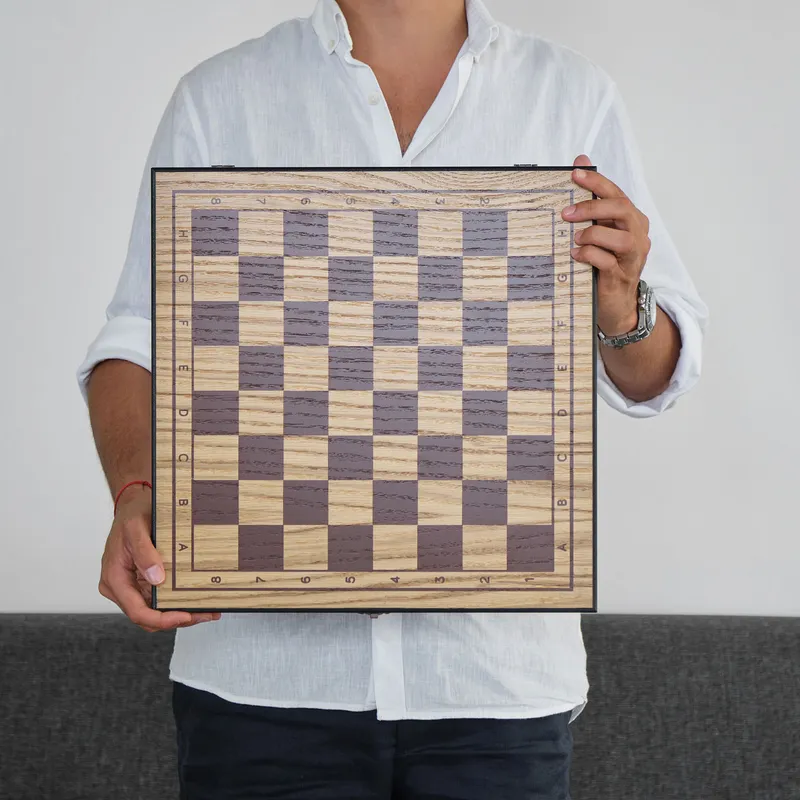 Personalized Oak Wooden Chess Set Gift for Couple