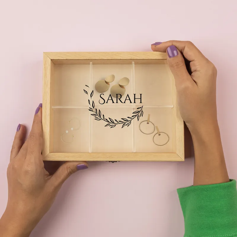 Personalized Organizer Wooden Jewelry Box