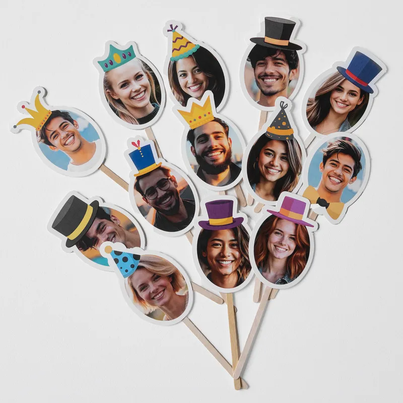 Personalised Photo Party Head Cake Toppers