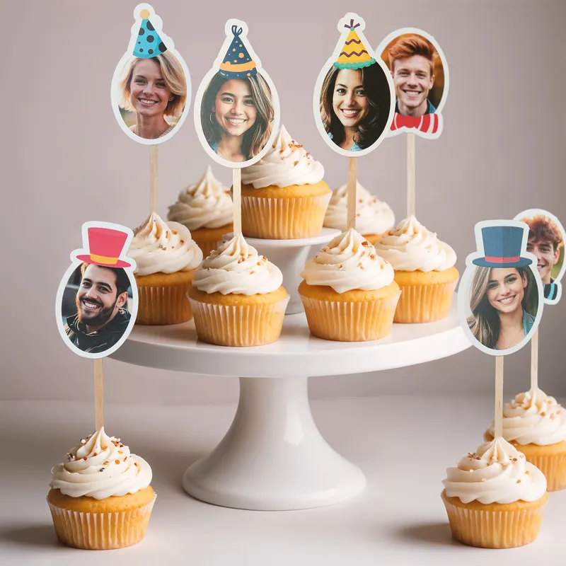 Personalised Photo Party Head Cake Toppers