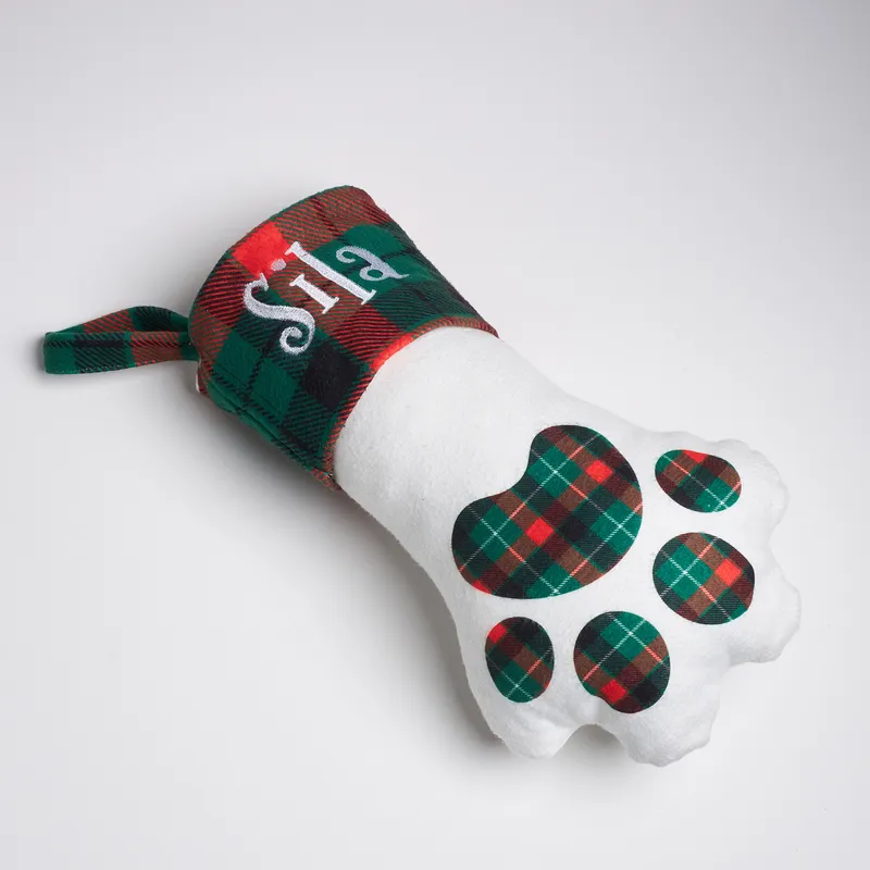 Personalized Paw Print Christmas Stocking for Fireplace Decor