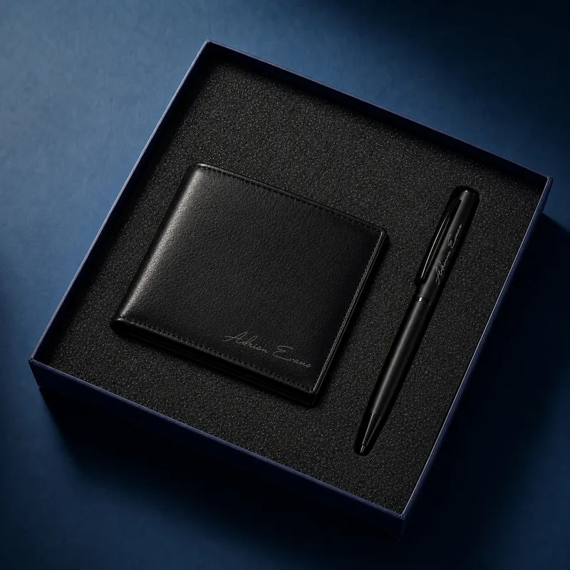 Personalized Pen and Wallet Set with Box