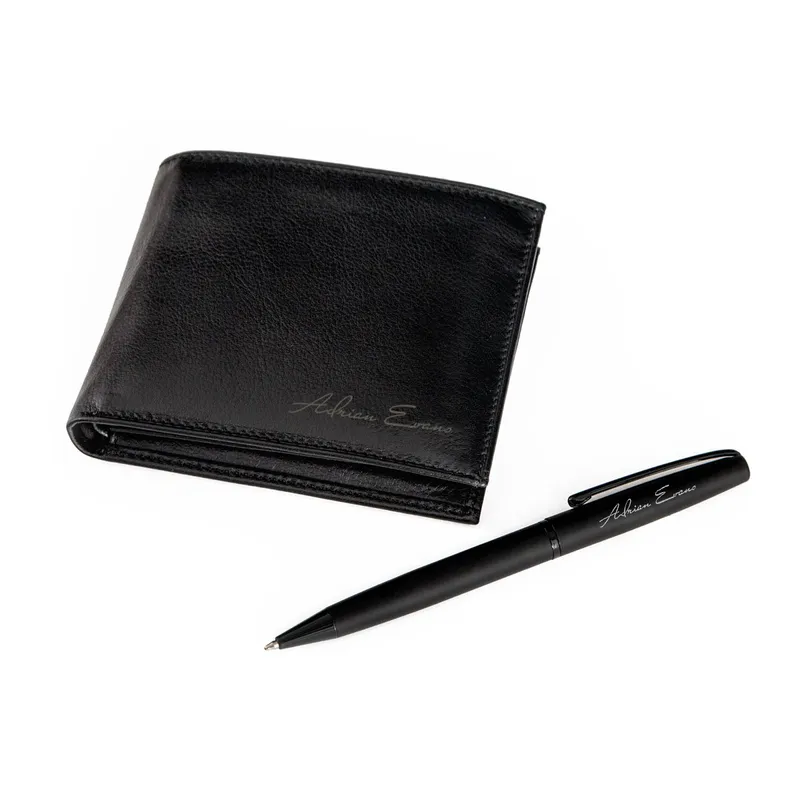 Personalised Engraved Pen and Wallet Gift Set for Men