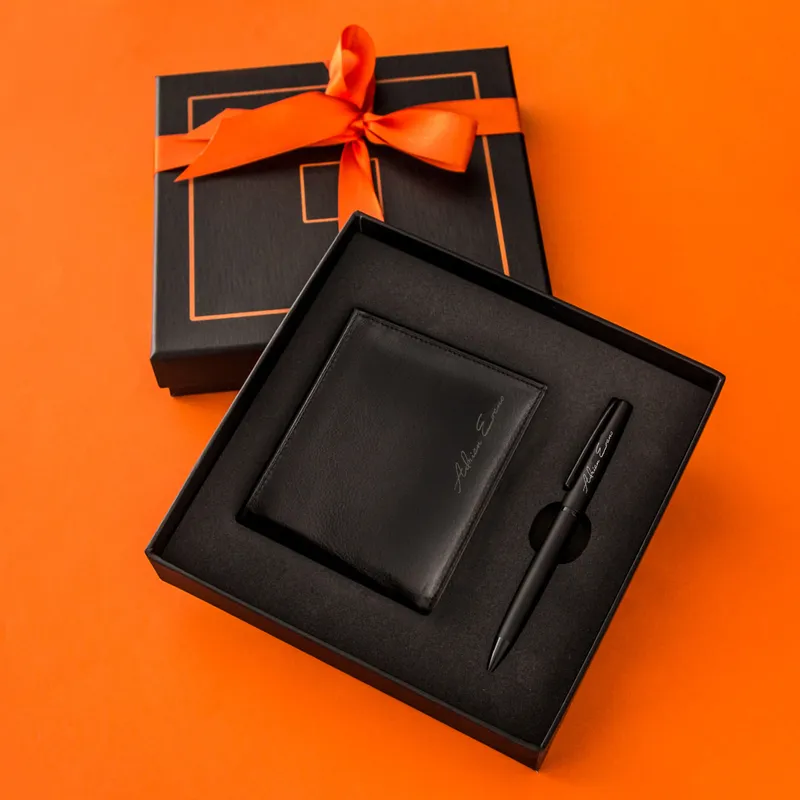 Personalised Engraved Pen and Wallet Gift Set for Men