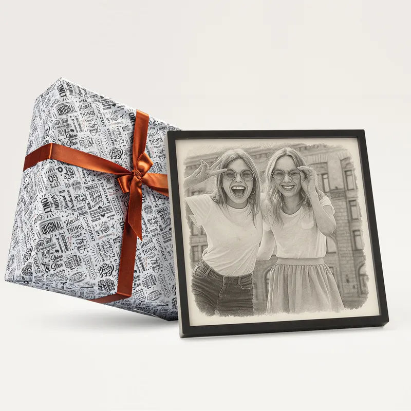 Personalized Pencil Sketch Drawing Photo Frame