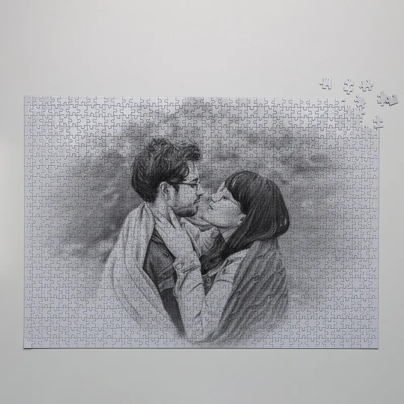 Personalized Pencil Sketch Photo Puzzle – 1000 Pieces