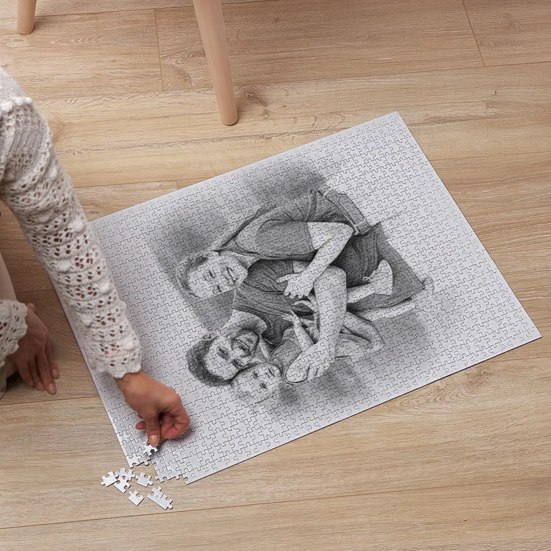 Personalized Pencil Sketch Photo Puzzle – 1000 Pieces