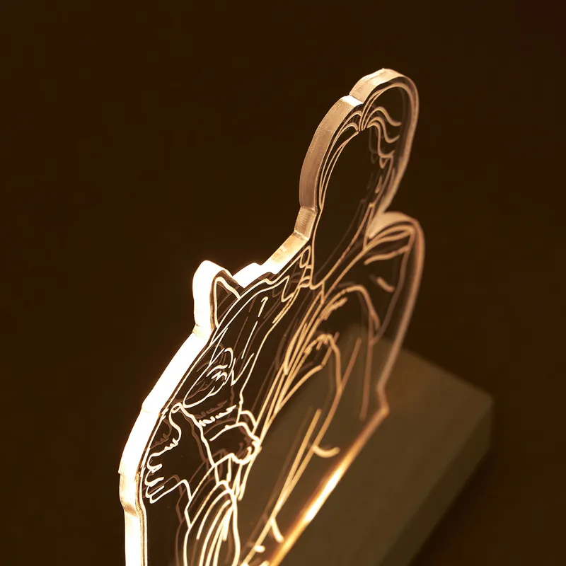 Personalized Pet Line Art LED Lamp