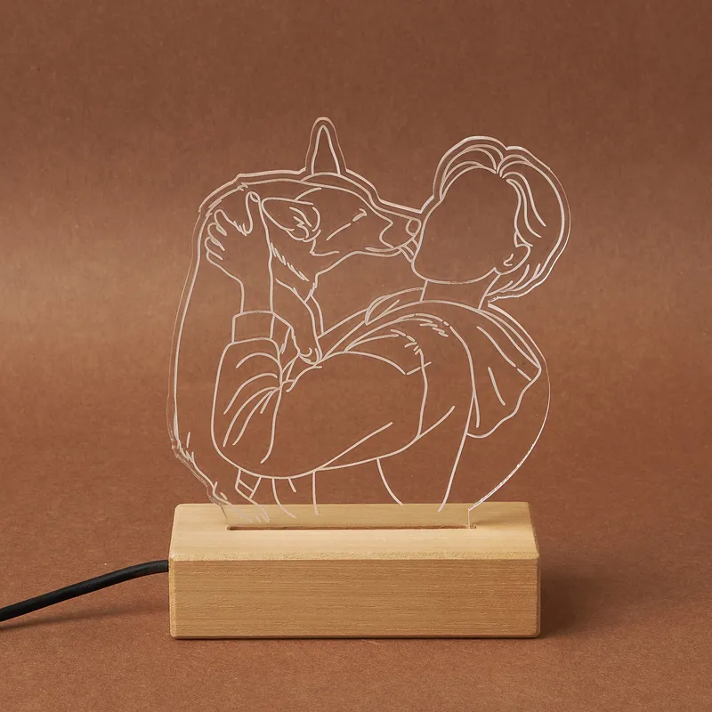 Personalized Pet Line Art LED Lamp