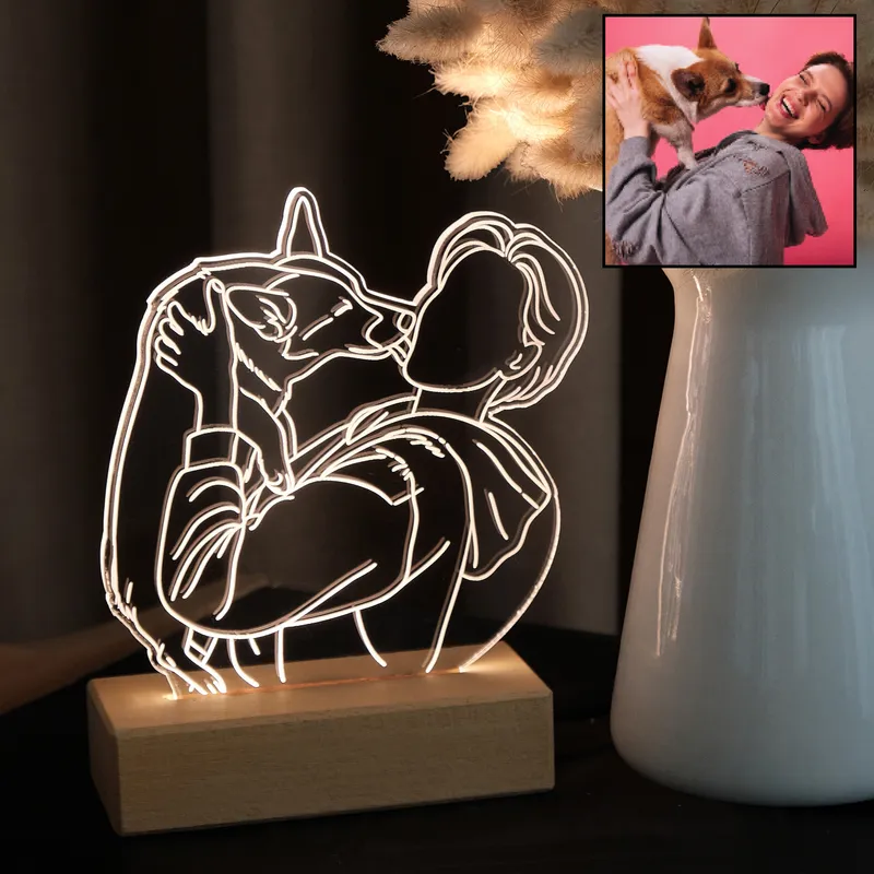 Personalized Pet Line Art LED Lamp