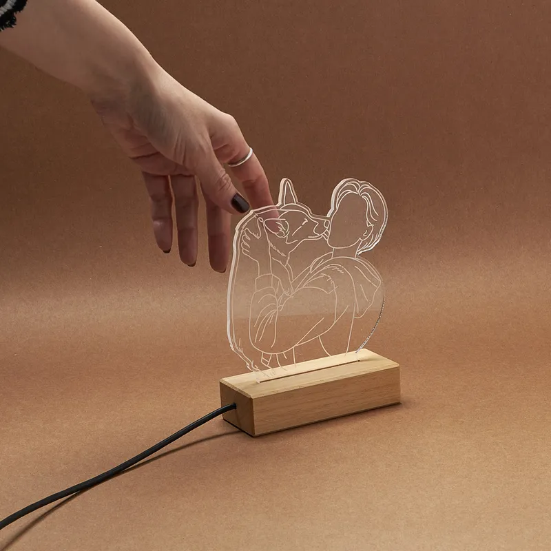 Personalized Pet Line Art LED Lamp