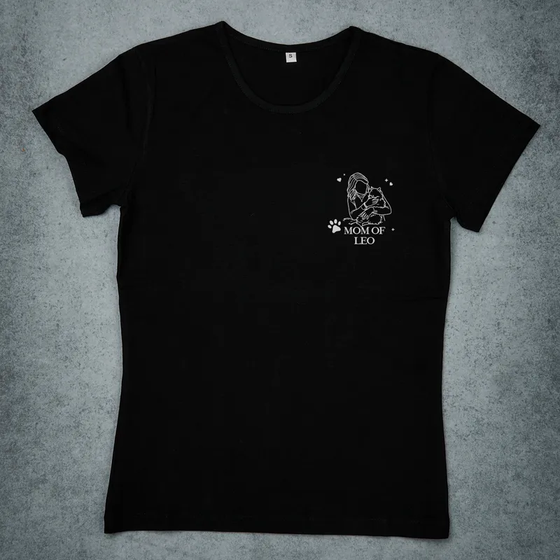 Personalized Pet Mom Line Art Name T Shirt