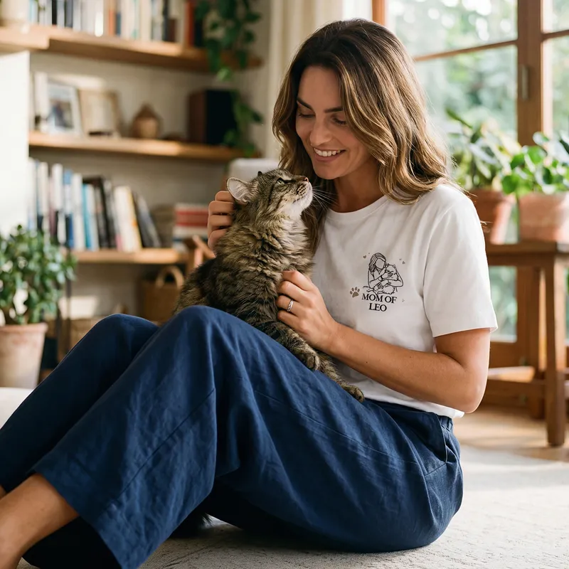 Personalized Pet Mom Line Art Name T Shirt