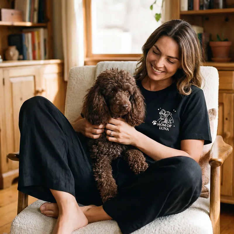 Personalized Pet Mom Line Art Name T Shirt