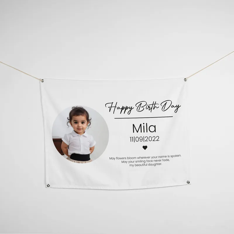 Personalised Photo and Message Birthday Banner 70 x 95 cm