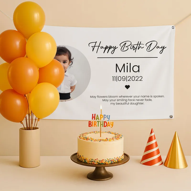 Personalised Photo and Message Birthday Banner 70 x 95 cm