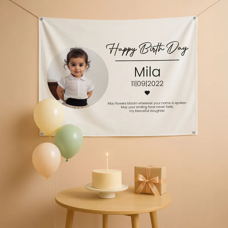 Personalised Photo and Message Birthday Banner 70 x 95 cm