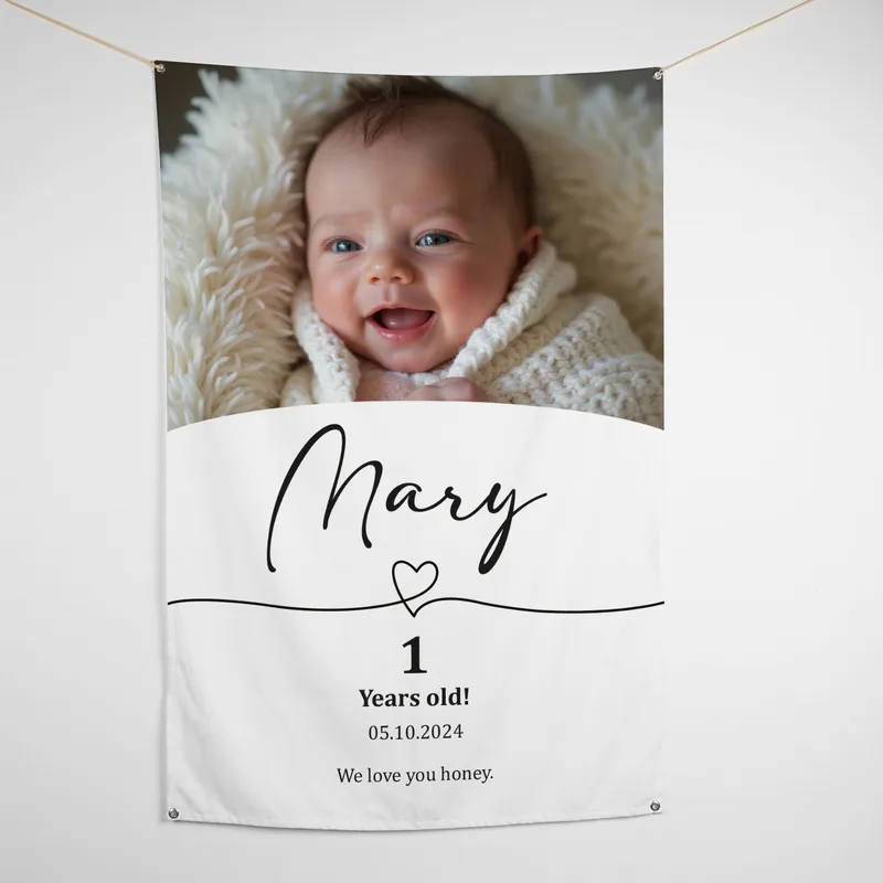 Personalised Photo and Name Birthday Banner - 95 x 145 cm