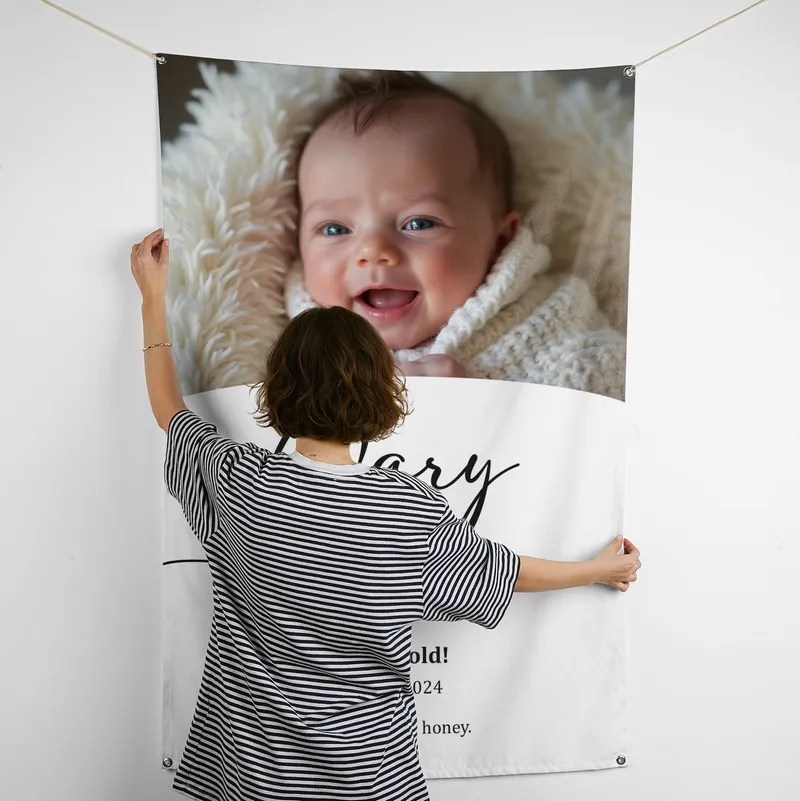 Personalised Photo and Name Birthday Banner - 95 x 145 cm
