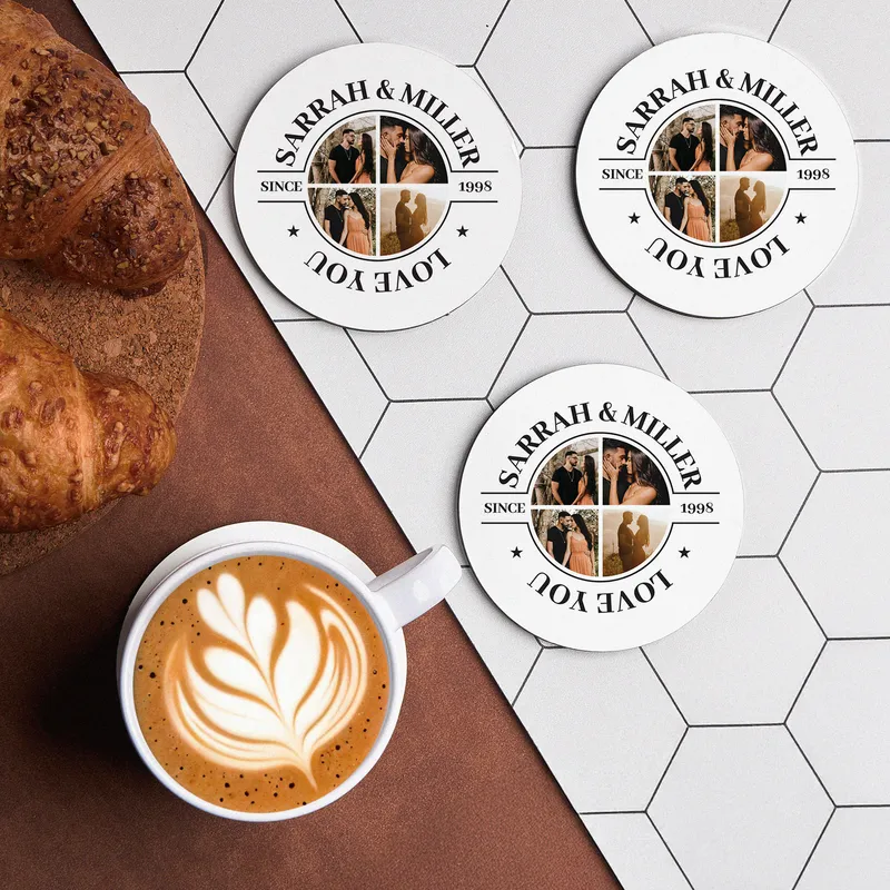 Personalized Photo Coaster Set of 6 with Names