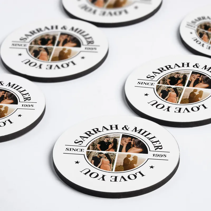 Personalized Photo Coaster Set of 6 with Names