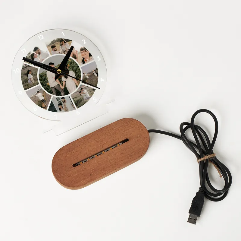 Personalized Photo Collage Clock with LED Light