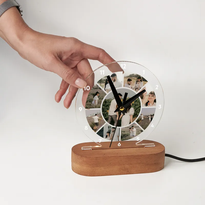 Personalized Photo Collage Clock with LED Light