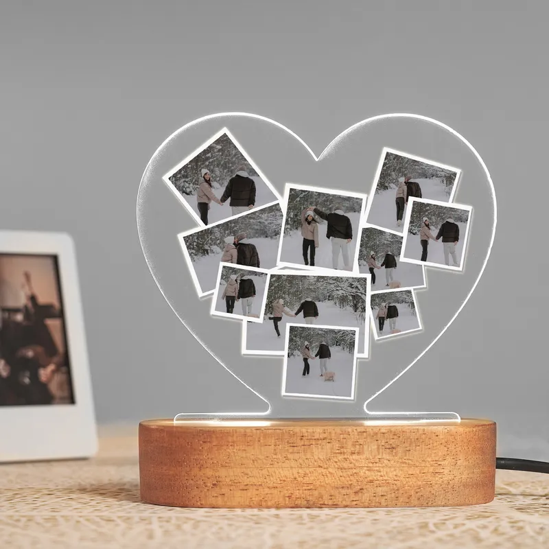 Personalized Photo Collage Heart Lamp