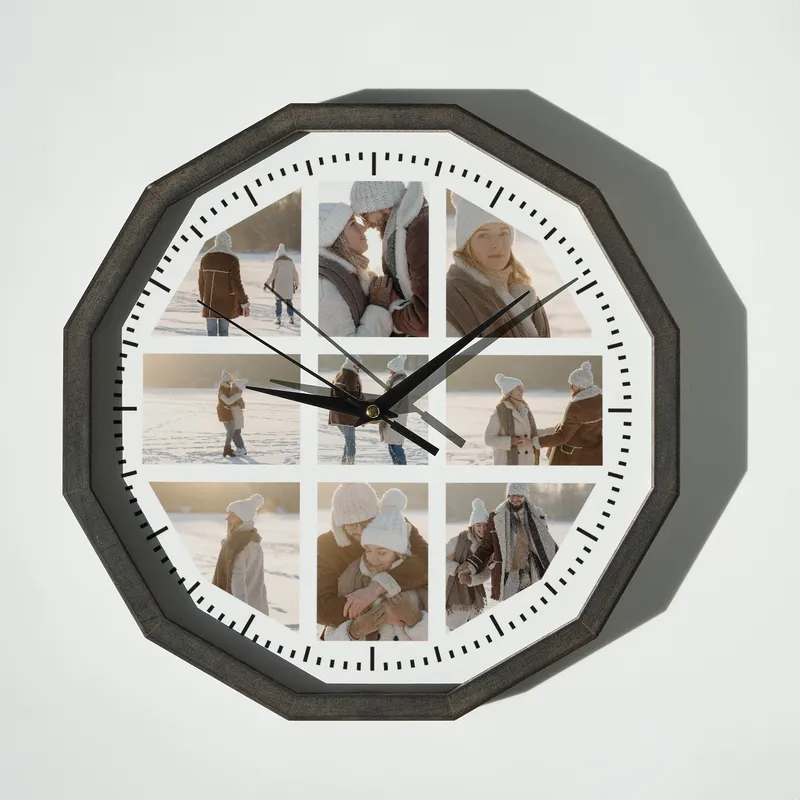 Personalised Photo Collage Wooden Wall Clock
