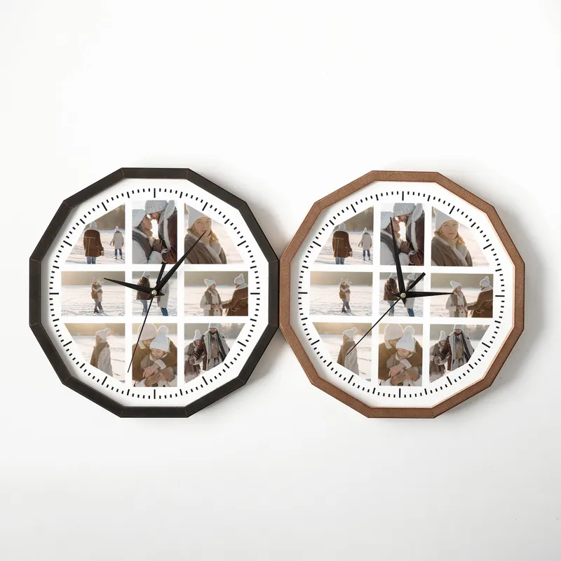 Personalised Photo Collage Wooden Wall Clock