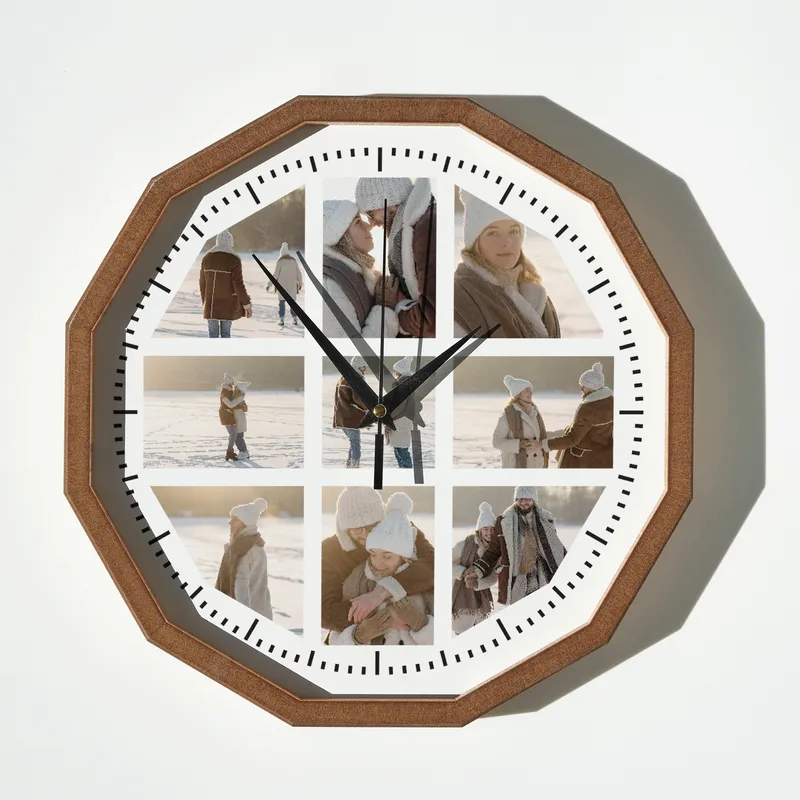 Personalised Photo Collage Wooden Wall Clock