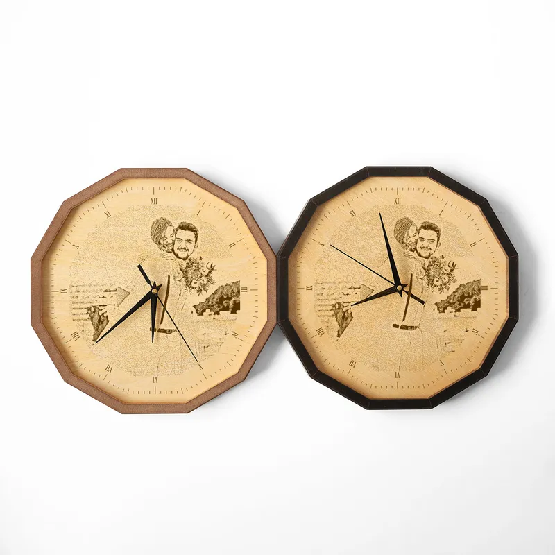 Personalized Photo Engraved Wooden Wall Clock