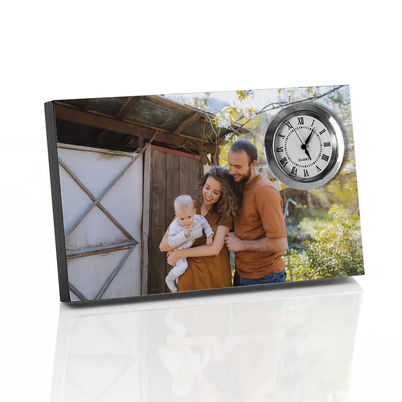 Personalized Photo Frame with Clock for Home and Office Decor