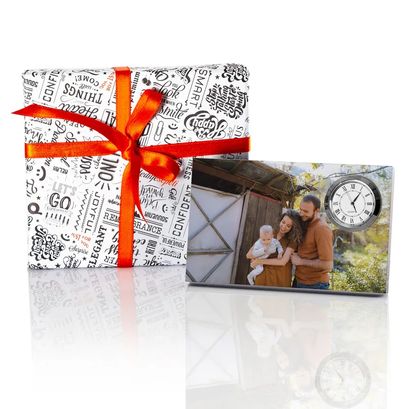 Personalized Photo Frame with Clock for Home and Office Decor