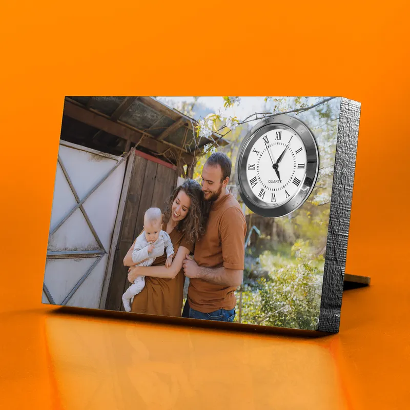 Personalized Photo Frame with Clock for Home and Office Decor