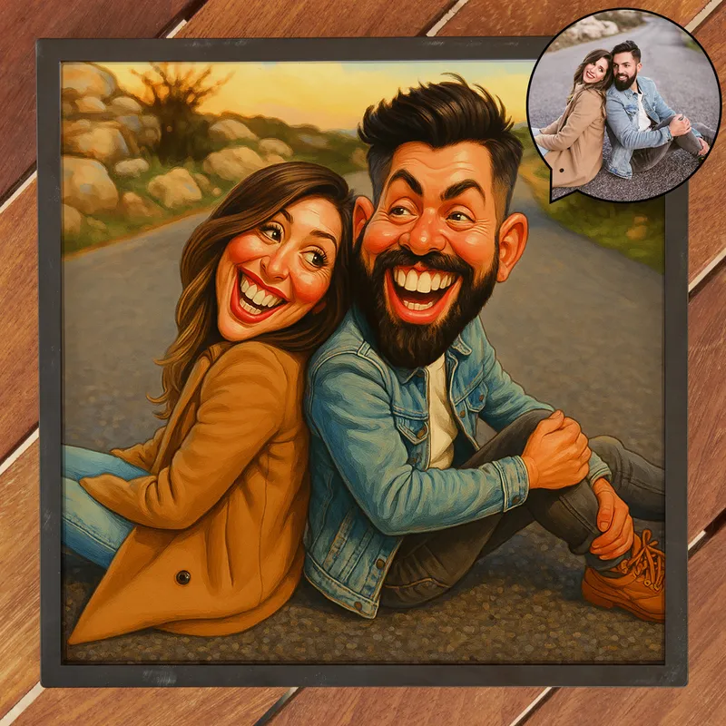 Personalized Photo Frame with Custom Caricature