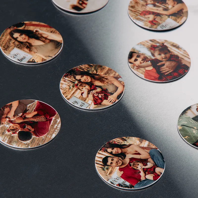 Personalized Photo Fridge Round Magnet - Set Of 35