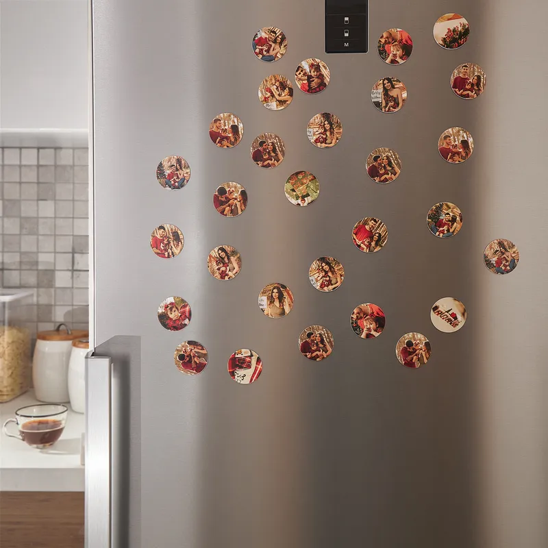 Personalized Photo Fridge Round Magnet - Set Of 35