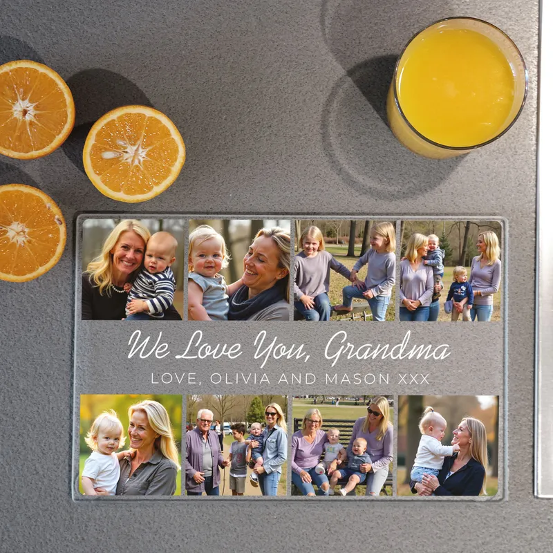 Personalized Photo Glass Cutting Board for Grandma