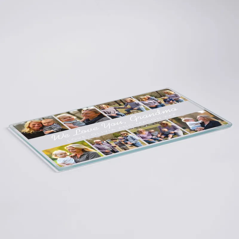 Personalized Photo Glass Cutting Board for Grandma